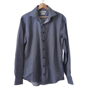 Twillory Mens Shirt‎ 16.5 34 35 Long Sleeve Button Up Blue White Non Iron Cotton